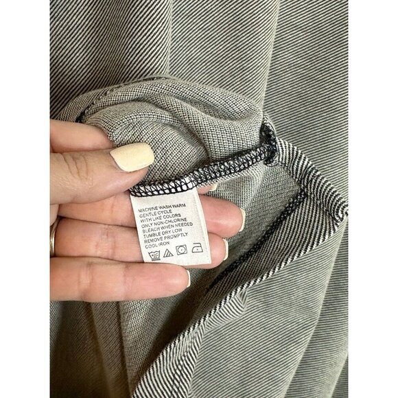 GEOFFREY BEENE Mens XL Double Cotton Print Button Down Shirt Gray Stripe Knit - Picture 9 of 10